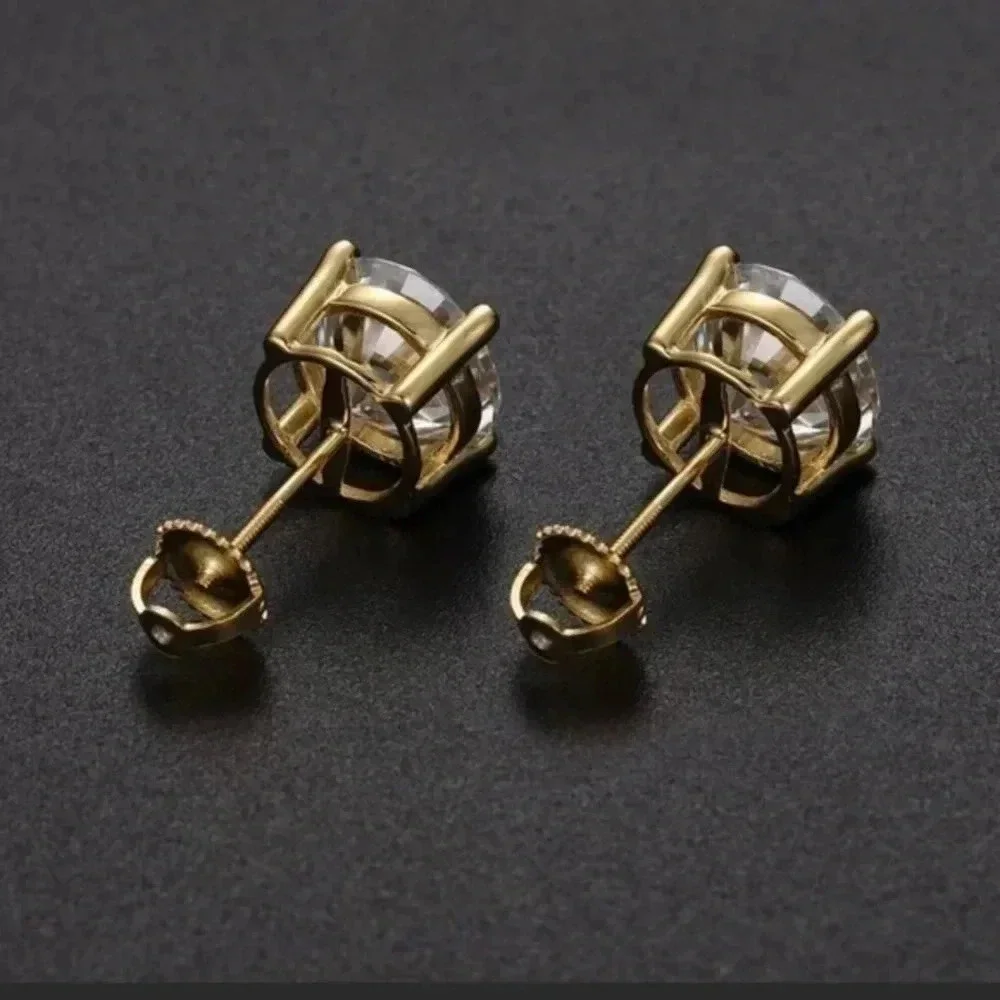 Certified 2 CTW 14k D Color VVS1 Moissanite Solitaire Stud Earrings - Picture 3 of 10